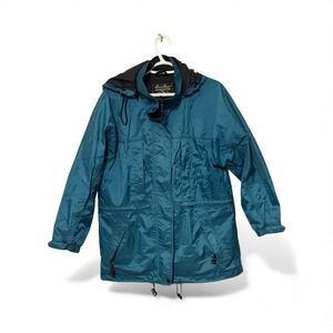 Eddie Bauer‎ Gore Tex Teal Hooded Rain Jacket Women's  Lightweight Petite SM